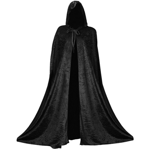 Black hooded cape velour - hooded,